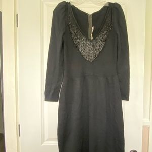 St. John knit by Marie Gray vintage with black beaded fringe neckline